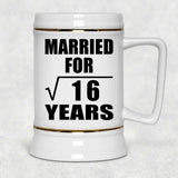 4th Anniversary Married For Square Root of 16 Years - Beer Stein