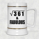 19th Birthday Square Root of 361 & Fabulous - Beer Stein