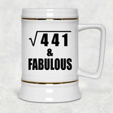 21st Birthday Square Root of 441 & Fabulous - Beer Stein