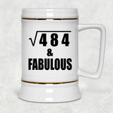 22nd Birthday Square Root of 484 & Fabulous - Beer Stein