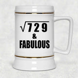 27th Birthday Square Root of 729 & Fabulous - Beer Stein