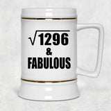 36th Birthday Square Root of 1296 & Fabulous - Beer Stein