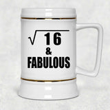 4th Birthday Square Root of 16 & Fabulous - Beer Stein