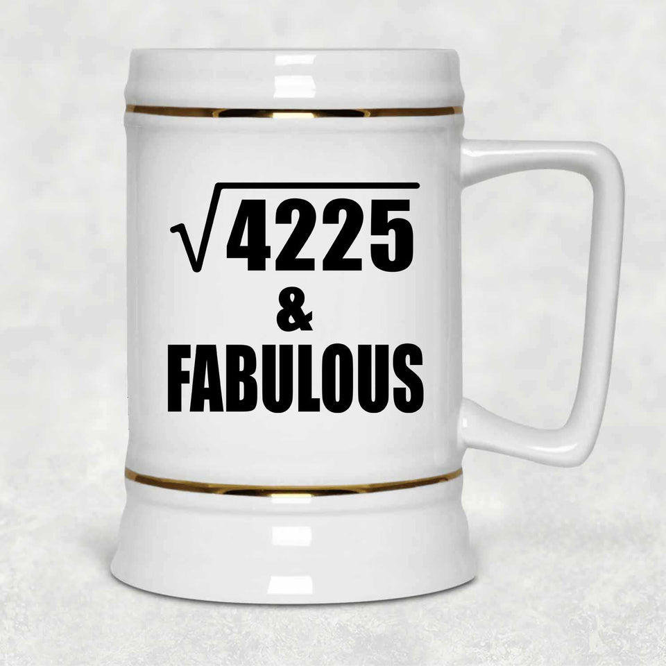 65th Birthday Square Root of 4225 & Fabulous - Beer Stein