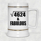 68th Birthday Square Root of 4624 & Fabulous - Beer Stein