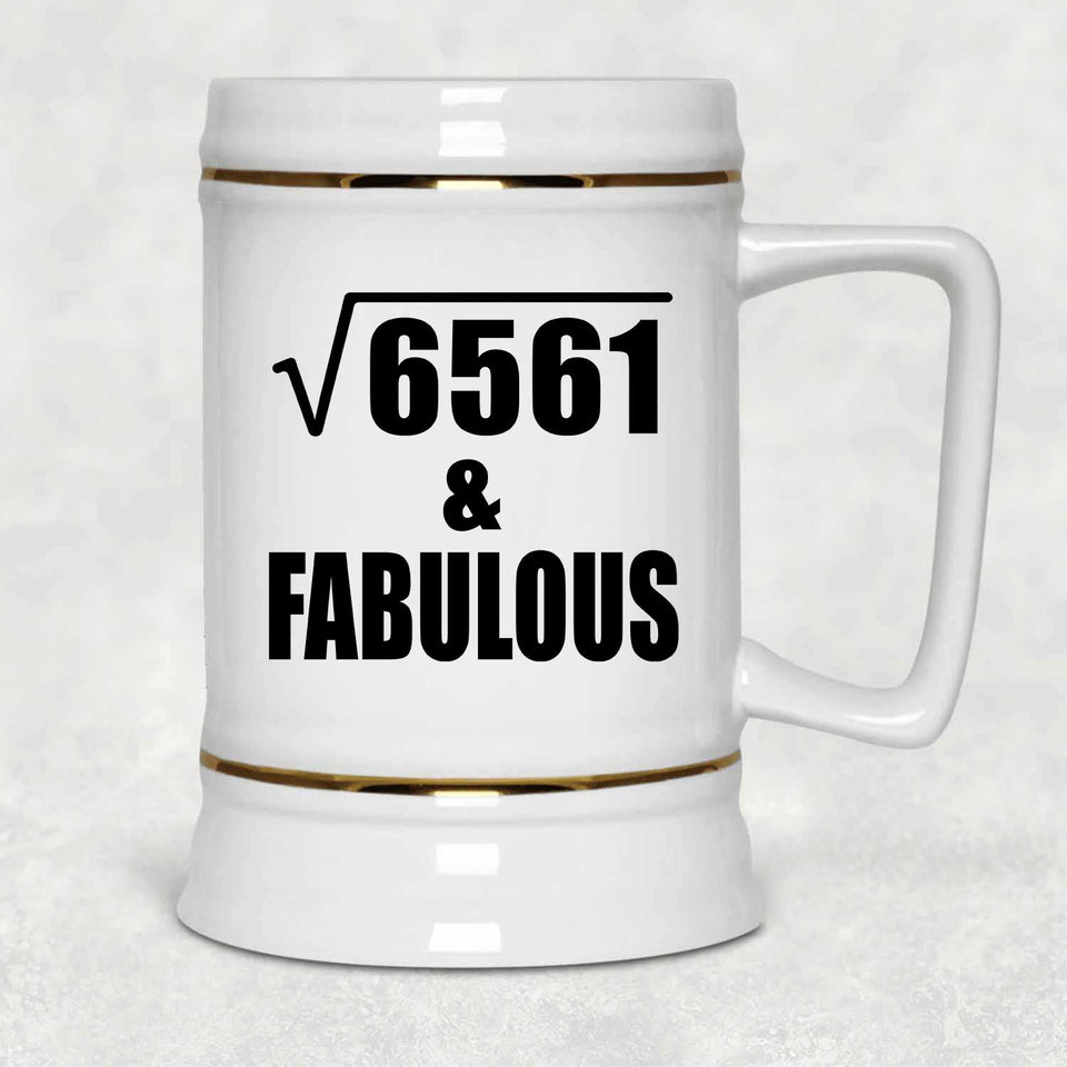 81st Birthday Square Root of 6561 & Fabulous - Beer Stein