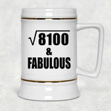 90th Birthday Square Root of 8100 & Fabulous - Beer Stein
