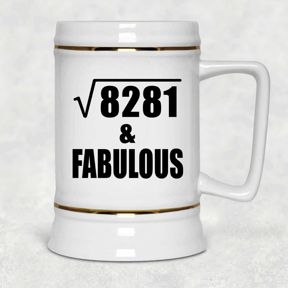 91st Birthday Square Root of 8281 & Fabulous - Beer Stein
