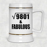 99th Birthday Square Root of 9801 & Fabulous - Beer Stein
