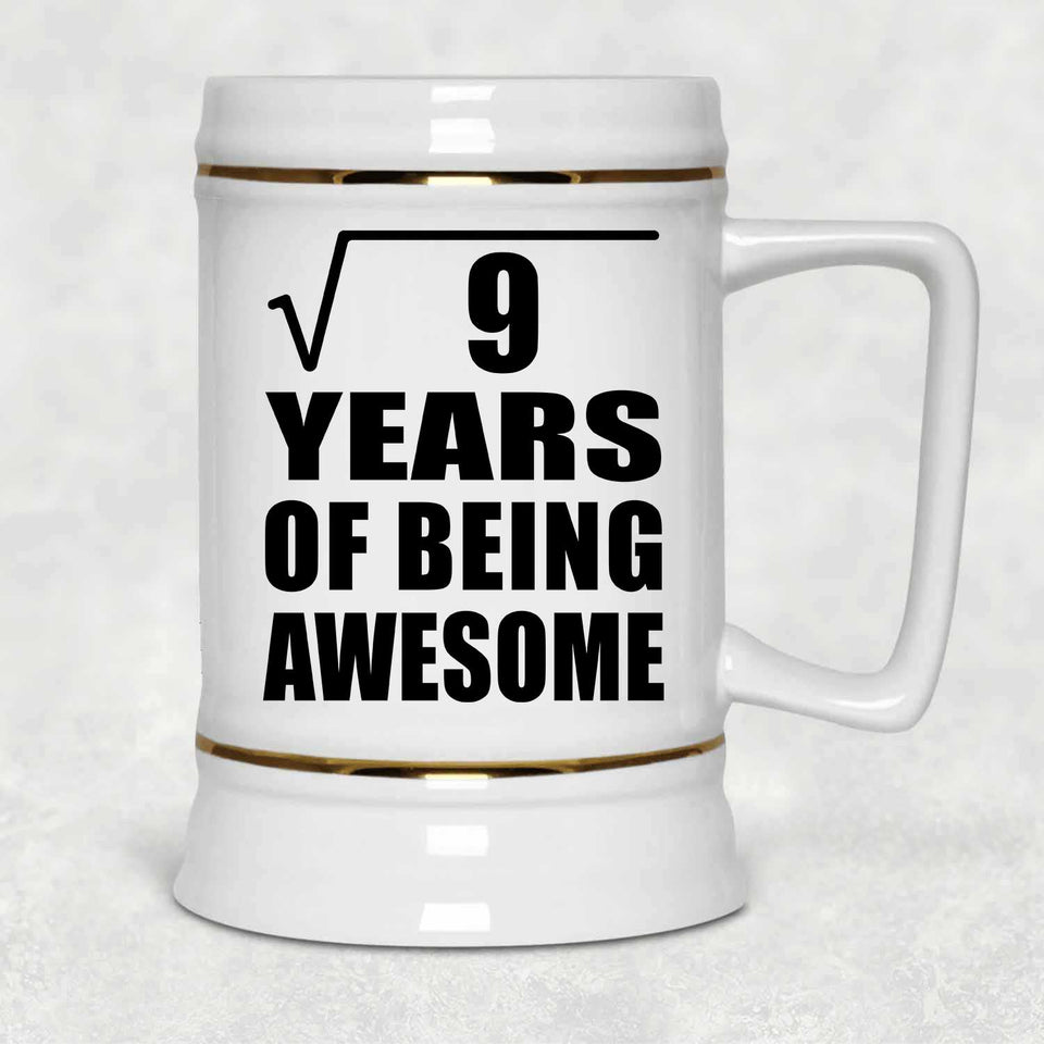 3rd Birthday Square Root of 9 Years of Being Awesome - Beer Stein