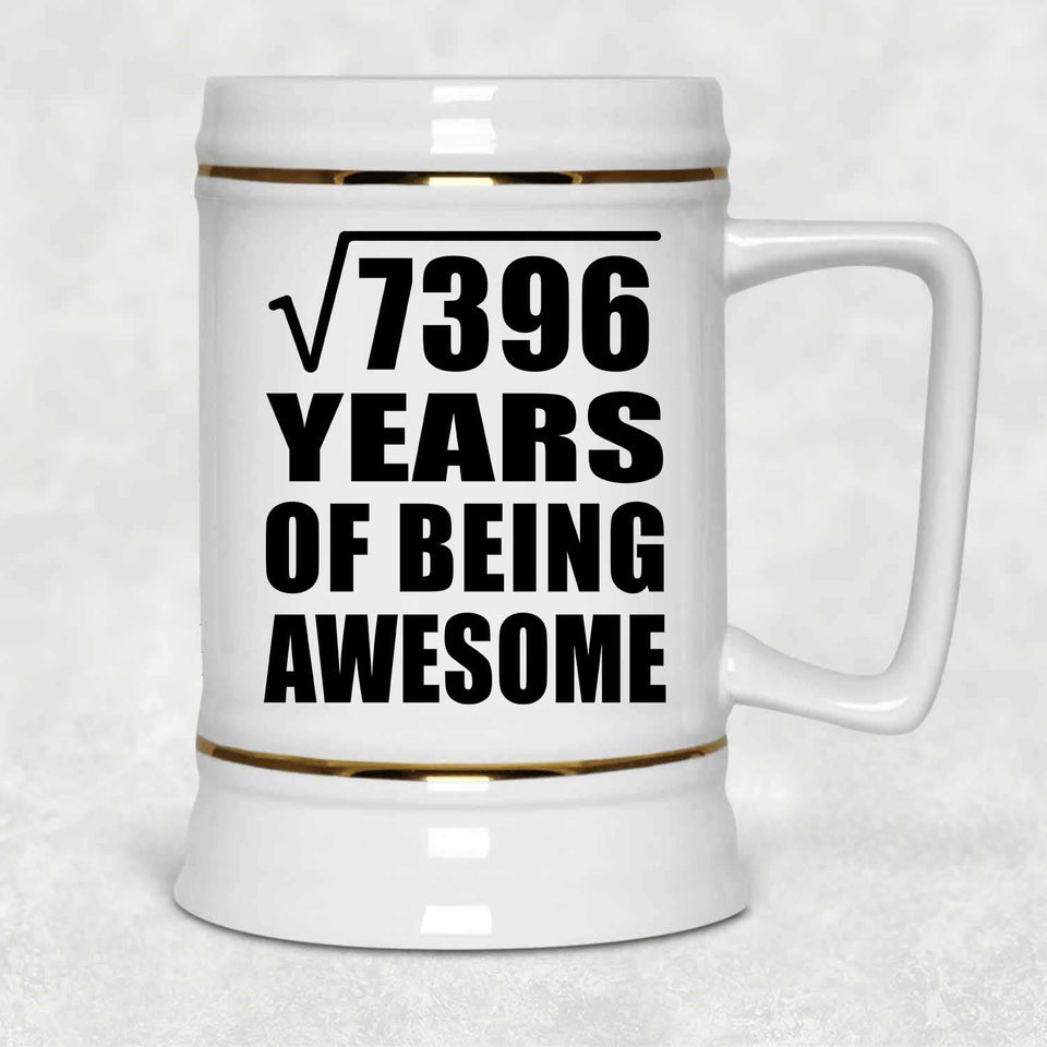 86th Birthday Square Root of 7396 Years of Being Awesome - Beer Stein