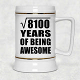 90th Birthday Square Root of 8100 Years of Being Awesome - Beer Stein