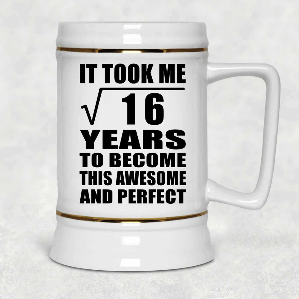 4th Birthday Took Square Root of 16 Years To Awesome - Beer Stein