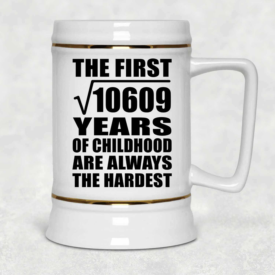 103rd Birthday Square Root of 10609 Years of Childhood - Beer Stein