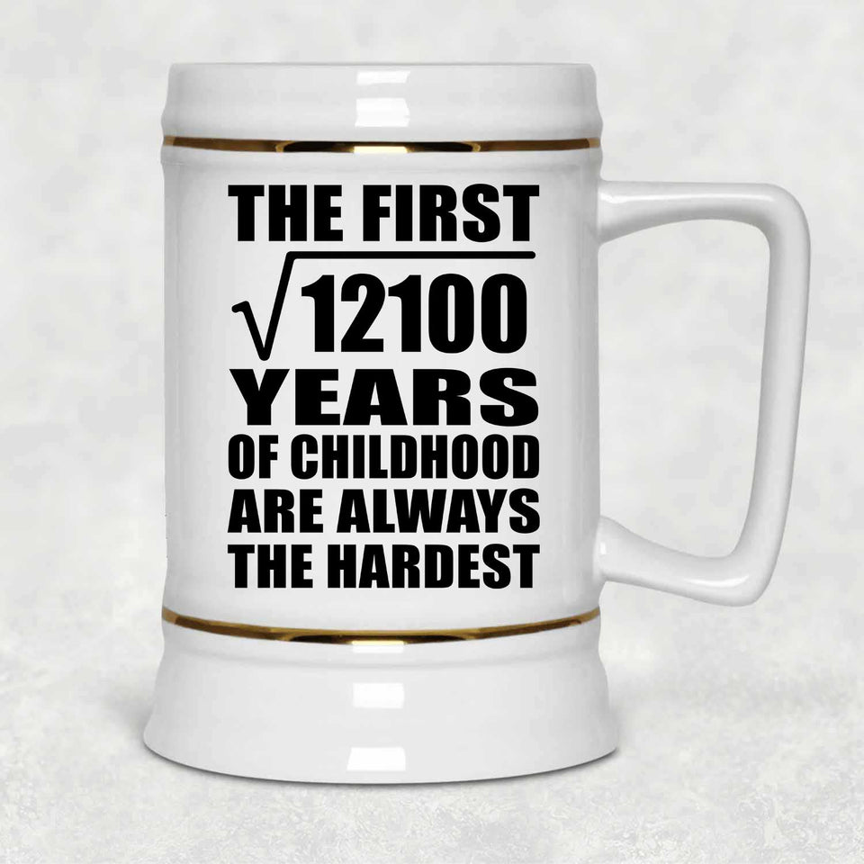 110th Birthday Square Root of 12100 Years of Childhood - Beer Stein