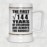 12th Birthday Square Root of 144 Years of Childhood - Beer Stein