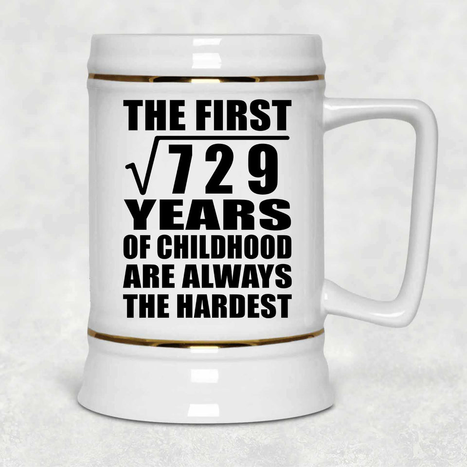 27th Birthday Square Root of 729 Years of Childhood - Beer Stein