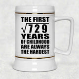 27th Birthday Square Root of 729 Years of Childhood - Beer Stein