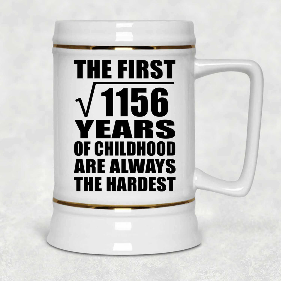34th Birthday Square Root of 1156 Years of Childhood - Beer Stein