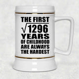 36th Birthday Square Root of 1296 Years of Childhood - Beer Stein