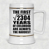 48th Birthday Square Root of 2304 Years of Childhood - Beer Stein