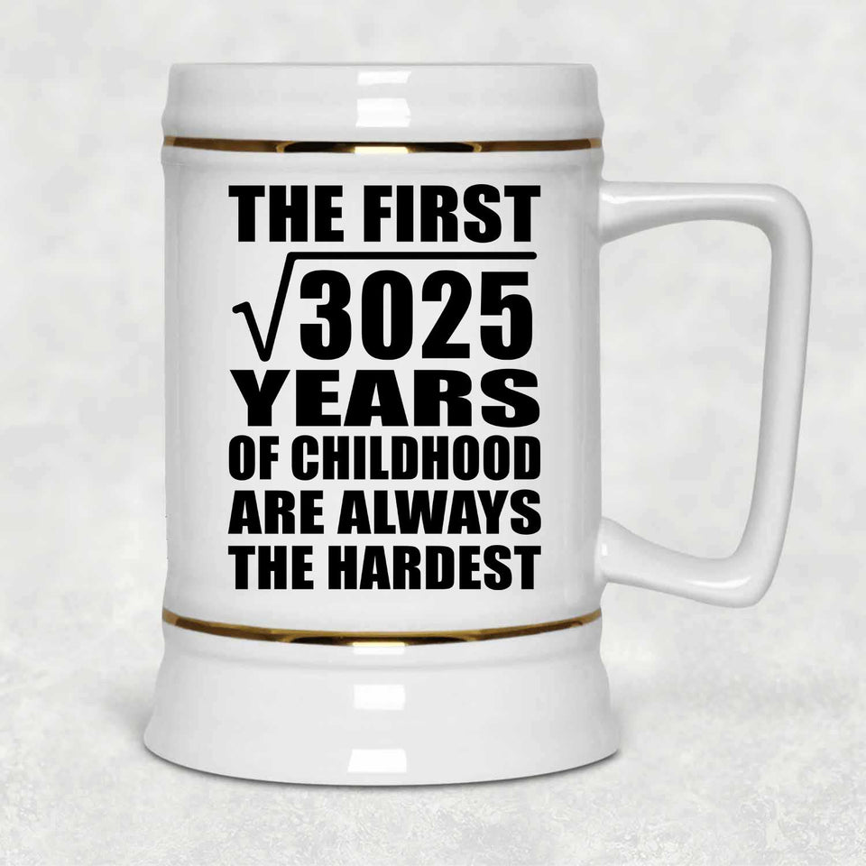55th Birthday Square Root of 3025 Years of Childhood - Beer Stein