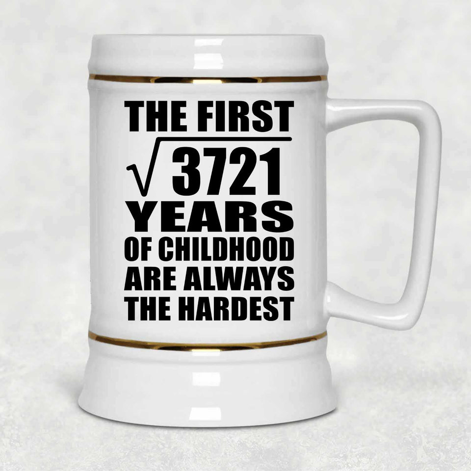 61st Birthday Square Root of 3721 Years of Childhood - Beer Stein