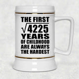 65th Birthday Square Root of 4225 Years of Childhood - Beer Stein