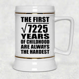 85th Birthday Square Root of 7225 Years of Childhood - Beer Stein