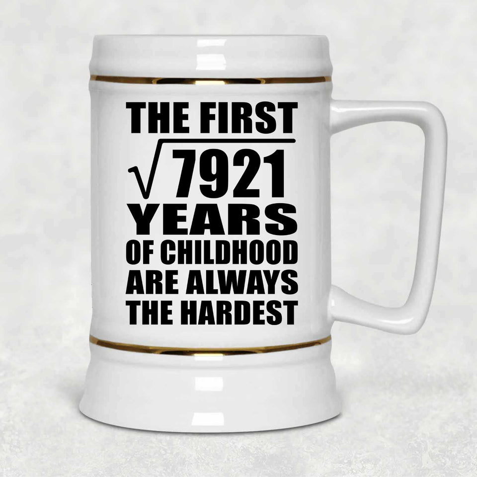 89th Birthday Square Root of 7921 Years of Childhood - Beer Stein