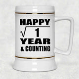 Happy 1st Anniversary Square Root of 1 Year & Counting - Beer Stein