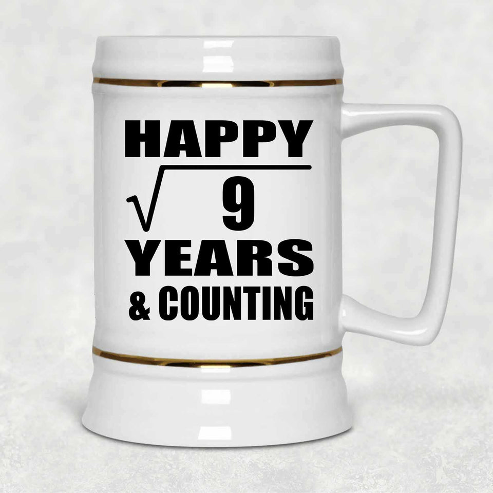 Happy 3rd Anniversary Square Root of 9 Years & Counting - Beer Stein