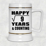 Happy 3rd Anniversary Square Root of 9 Years & Counting - Beer Stein