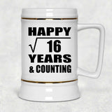 Happy 4th Anniversary Square Root of 16 Years & Counting - Beer Stein