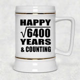 Happy 80th Anniversary Square Root of 6400 Years & Counting - Beer Stein