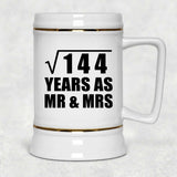 12th Anniversary Square Root of 144 Years As Mr & Mrs - Beer Stein
