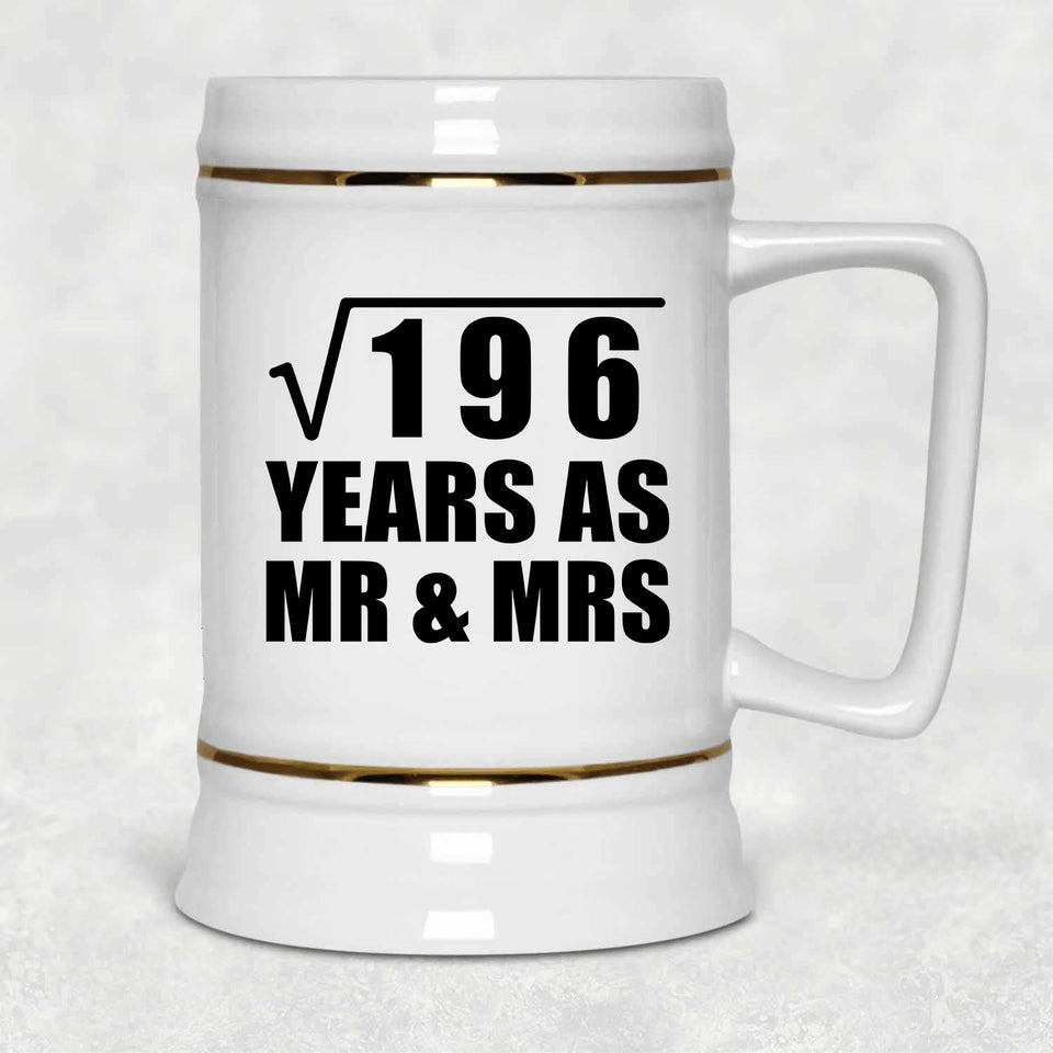 14th Anniversary Square Root of 196 Years As Mr & Mrs - Beer Stein