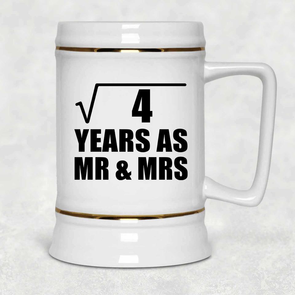 2nd Anniversary Square Root of 4 Years As Mr & Mrs - Beer Stein