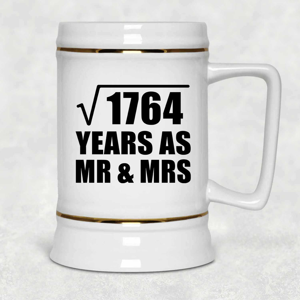 42nd Anniversary Square Root of 1764 Years As Mr & Mrs - Beer Stein