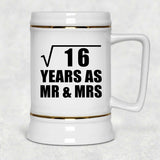 4th Anniversary Square Root of 16 Years As Mr & Mrs - Beer Stein