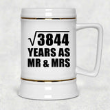 62nd Anniversary Square Root of 3844 Years As Mr & Mrs - Beer Stein