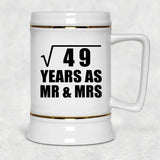 7th Anniversary Square Root of 49 Years As Mr & Mrs - Beer Stein