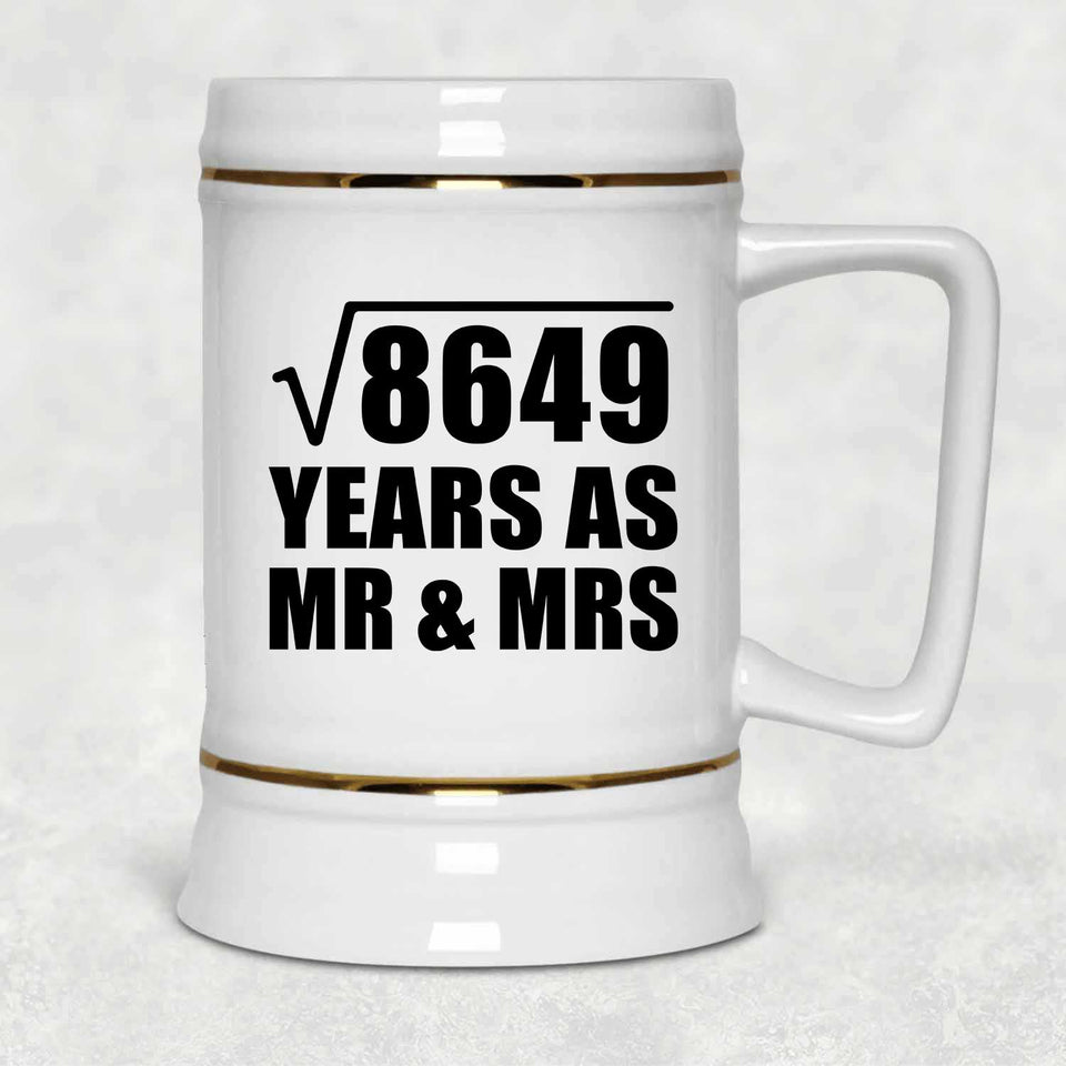 93rd Anniversary Square Root of 8649 Years As Mr & Mrs - Beer Stein