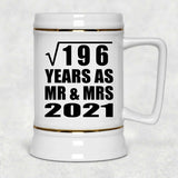 14th Anniversary Square Root of 196 Years As Mr & Mrs 2021 - Beer Stein
