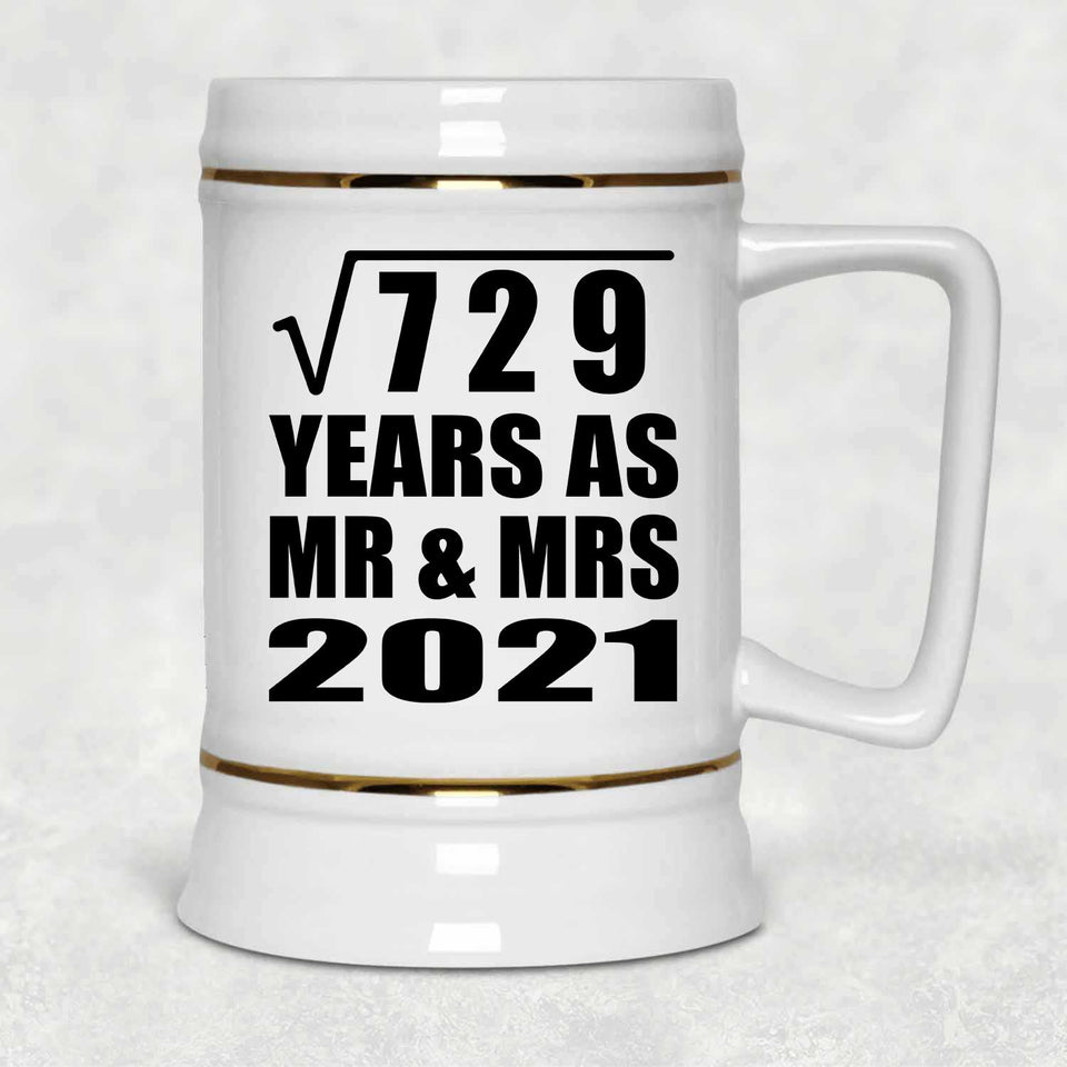 27th Anniversary Square Root of 729 Years As Mr & Mrs 2021 - Beer Stein