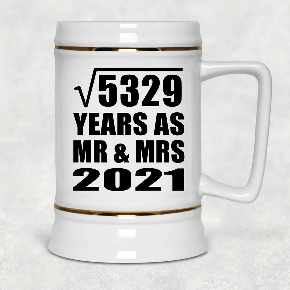 73rd Anniversary Square Root of 5329 Years As Mr & Mrs 2021 - Beer Stein