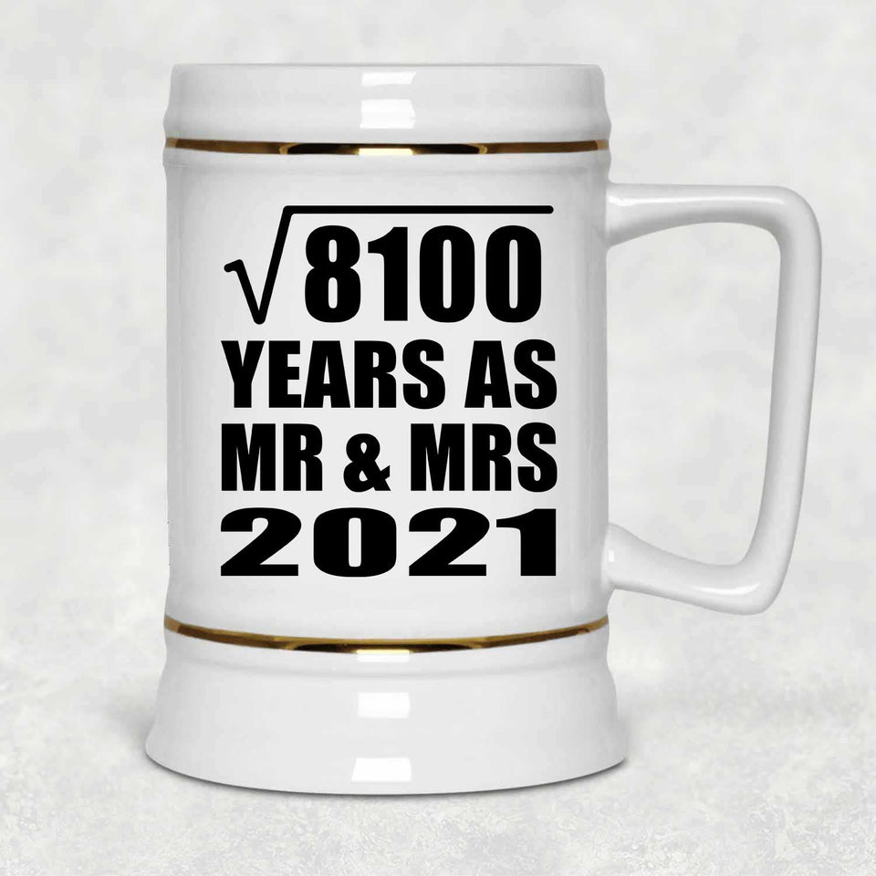 90th Anniversary Square Root of 8100 Years As Mr & Mrs 2021 - Beer Stein