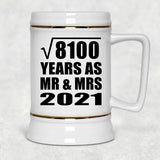 90th Anniversary Square Root of 8100 Years As Mr & Mrs 2021 - Beer Stein