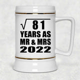 9th Anniversary Square Root of 81 Years As Mr & Mrs 2022 - Beer Stein