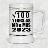 10th Anniversary Square Root of 100 Years As Mr & Mrs 2023 - Beer Stein